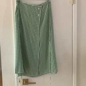Green Gingham Wrap Skirt